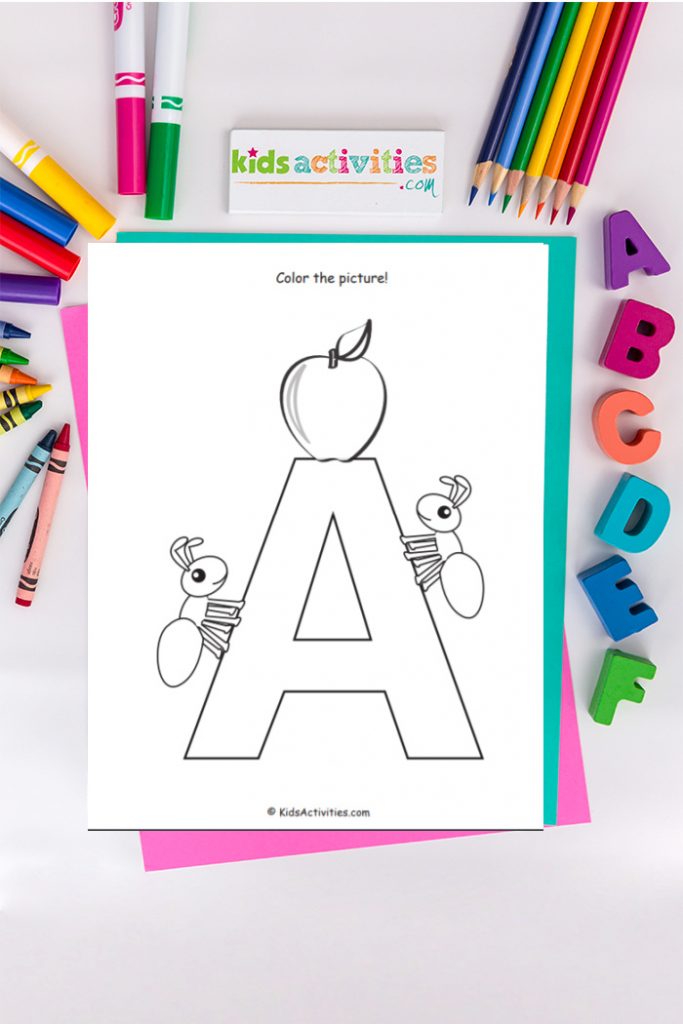 Página para colorear de la letra A: Páginas para colorear del alfabeto gratis