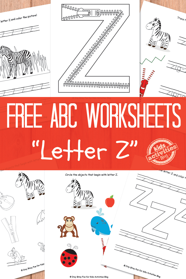 Fichas gratuitas de la letra Z para preescolar y jardín de infancia