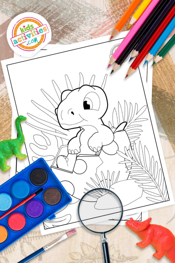 Pàgines per pintar de dinosaures adorables per a nens gratuïtes