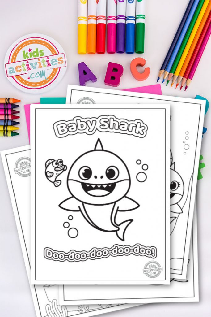 Ingyenes nyomtatható Baby Shark színező oldalak letöltése és nyomtatása