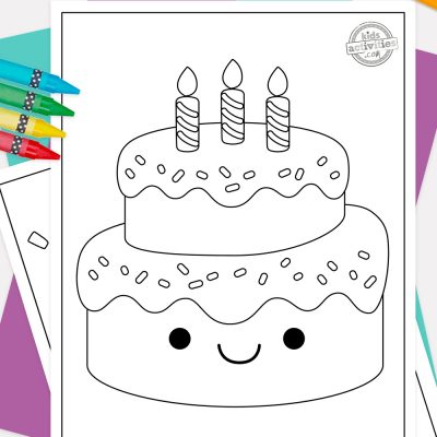 Gratis utskrivbara födelsedagstårta målarbok