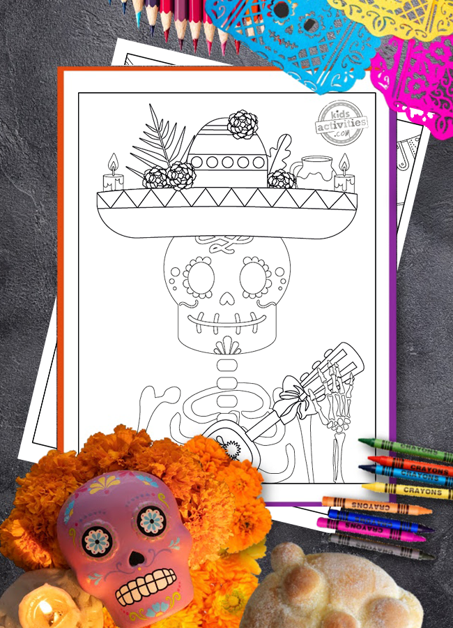 5 صفحه رنگ آمیزی روز زیبای مردگان برای جشن Dia De Muertos