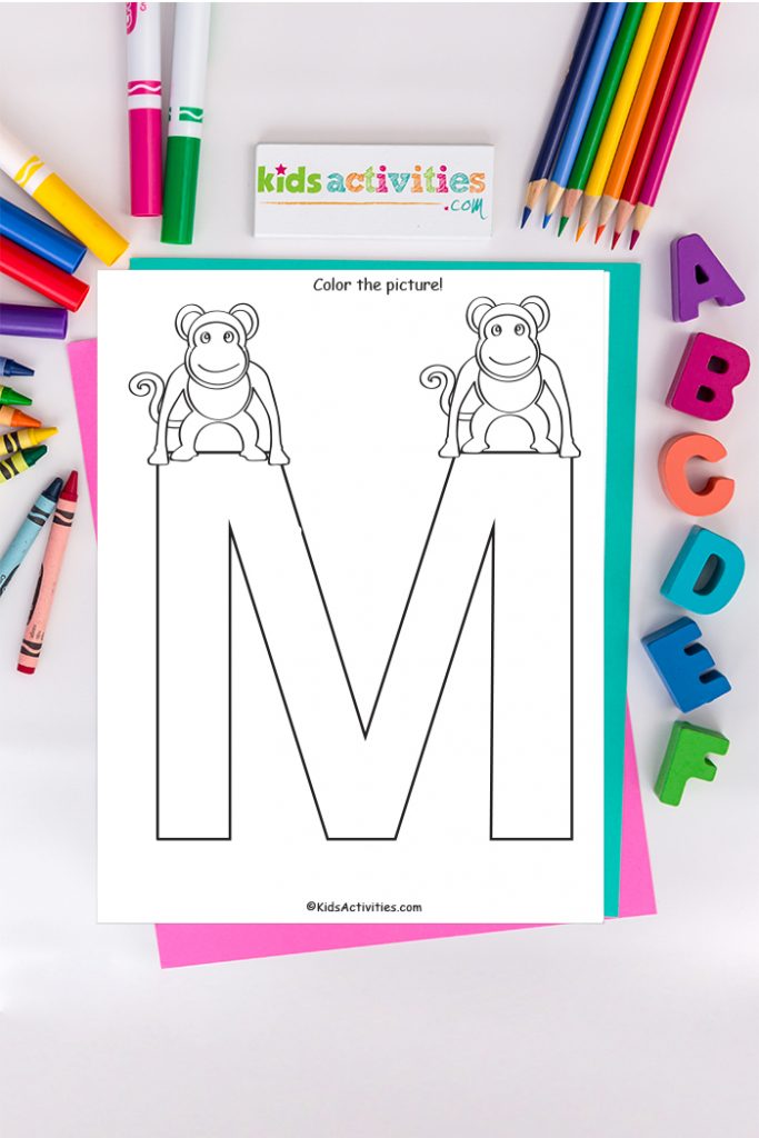 Páxina para colorear da letra M: Páxina para colorear gratuíta do alfabeto