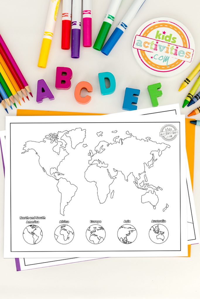 Páxinas para colorear mapas do mundo para imprimir gratis