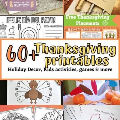 60+ Gratis Thanksgiving Printables - Vakansie-dekor, kinderaktiwiteite, speletjies en amp; Meer
