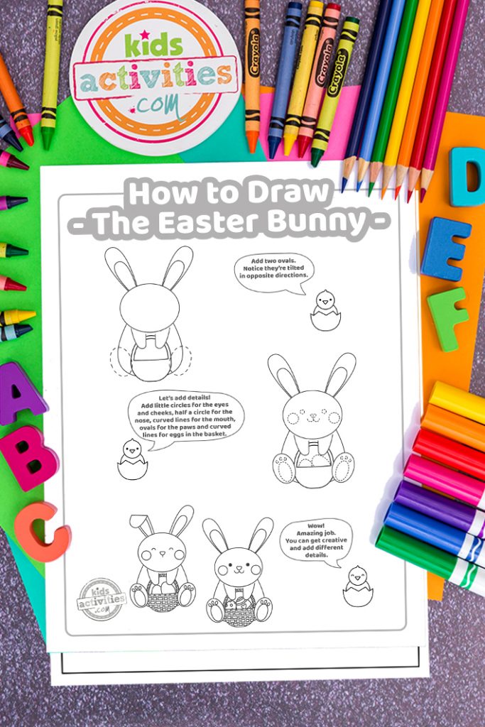 كيفية رسم أرنب عيد الفصح درس سهل للأطفال يمكنك طباعته