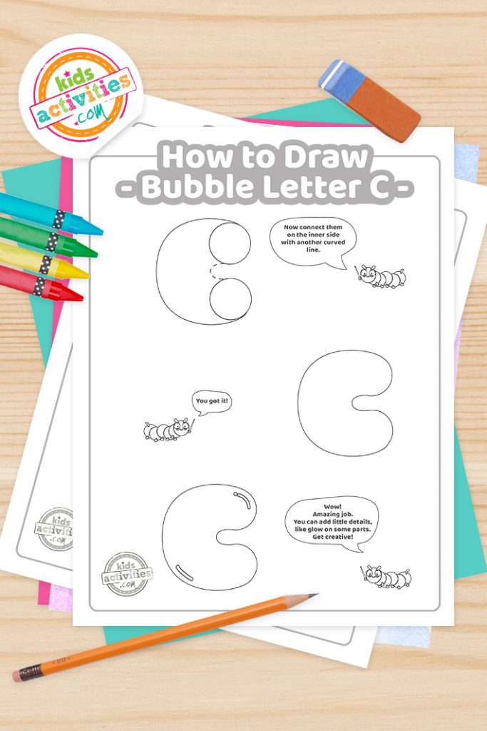 Hvordan tegne bokstaven C i boblebokstaver