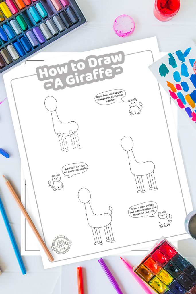 Как нарисовать жирафа Простой печатный урок для детей