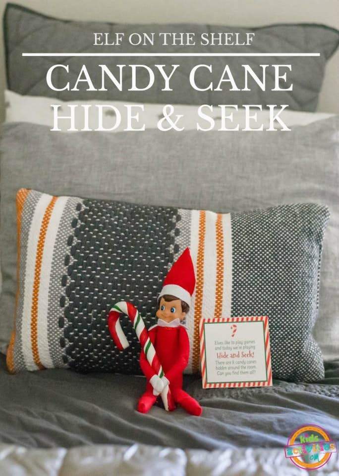 Elf a la prestatgeria Candy Cane Hide and Seek Idea de Nadal