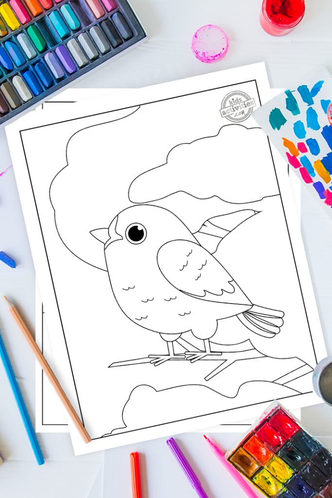 Paprasta &amp; amp; Mielas paukščių dažymo puslapiai vaikams
