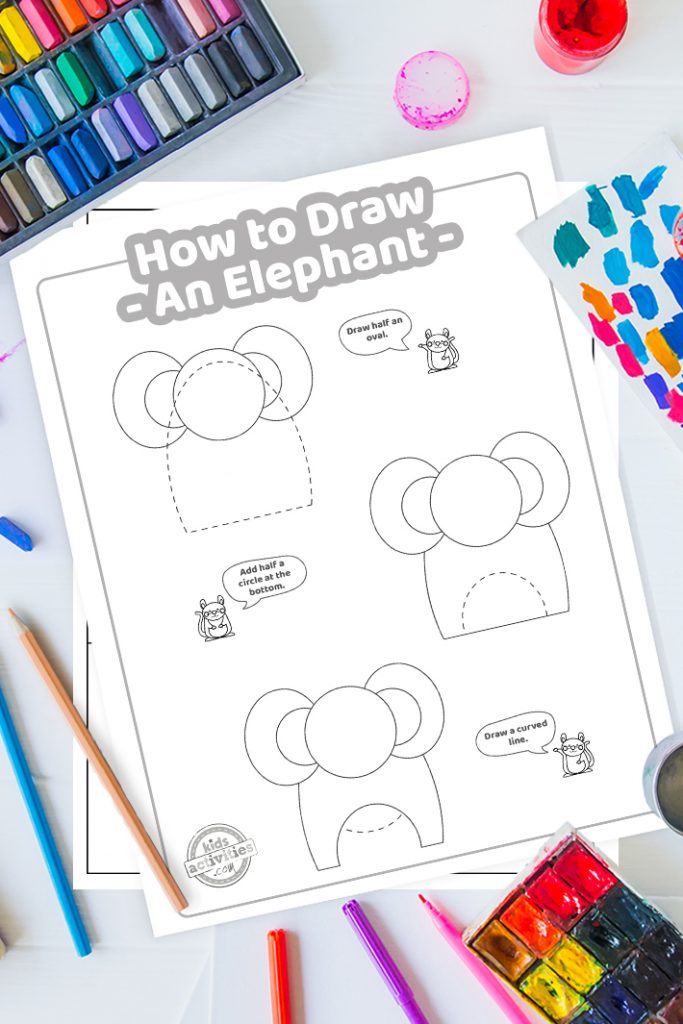 كيفية رسم فيل سهل للطباعة درس للأطفال