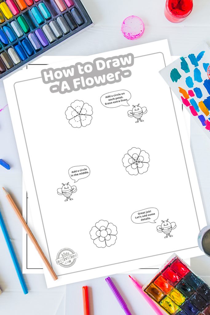كيفية رسم زهرة بسيطة خطوة بخطوة + طباعة مجانية
