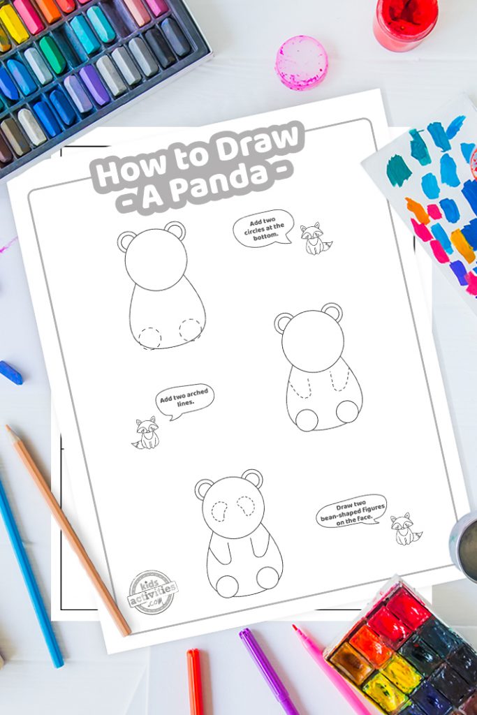 Hoe om 'n Panda maklik drukbare les vir kinders te teken