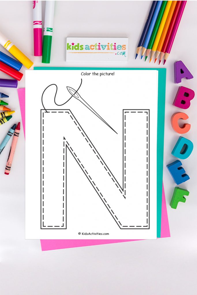 Bokstav N målarbok: Gratis målarbok för alfabetet