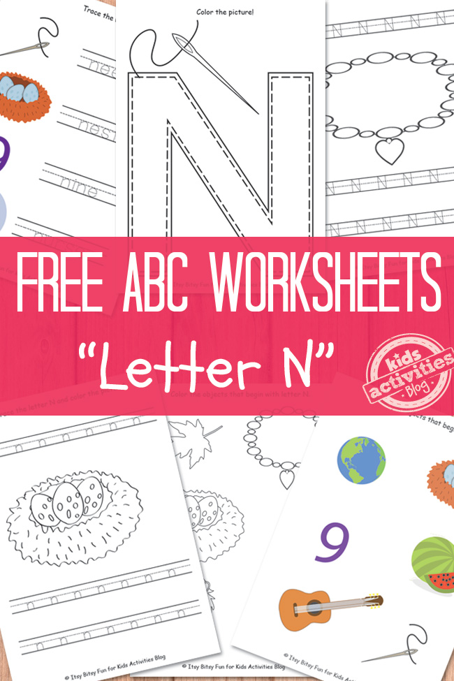 Безплатни работни листове за буквата N за предучилищна възраст &amp; детска градина