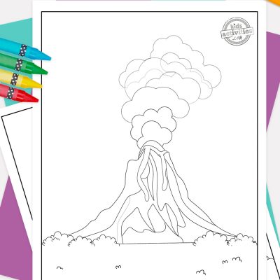 Izbruh vulkana Strani za barvanje, ki jih lahko otroci natisnejo
