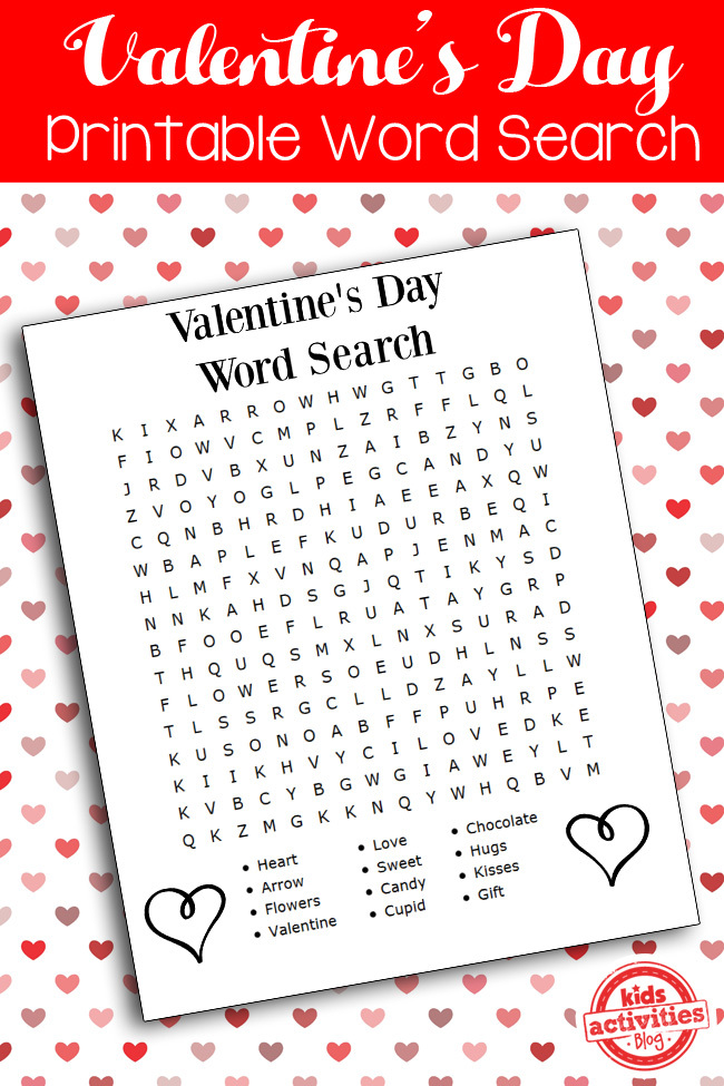 Diversió i amp; Cerca de paraules del dia de Sant Valentí per imprimir gratuïtament
