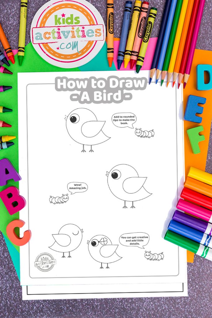 Kaip nupiešti paukštį - lengvos spausdinimo instrukcijos