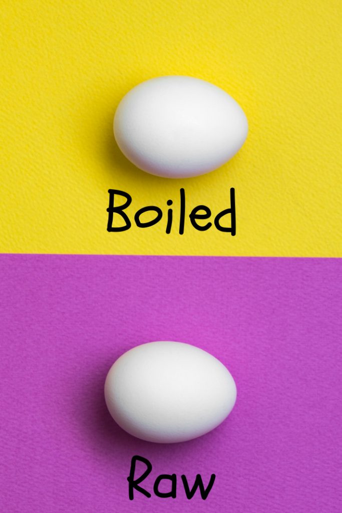 Prova de rotació d'ou per esbrinar si un ou està cru o bullit