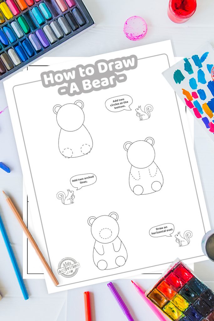 Wie man einen Bären zeichnet Einfache druckbare Lektion für Kinder