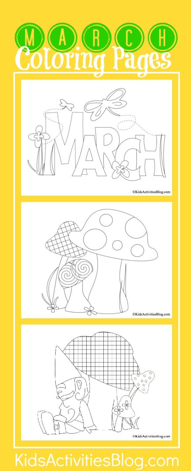 3 Disegni da colorare di marzo per bambini