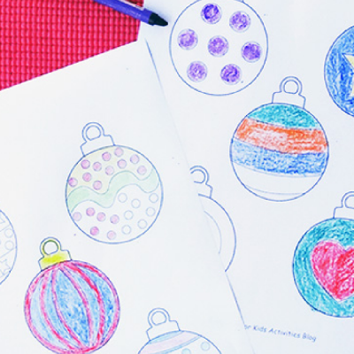 Printbare julekugler, som børn kan farvelægge og dekorere