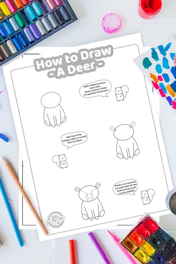 Wie man einen Hirsch malt Einfache druckbare Lektion für Kinder