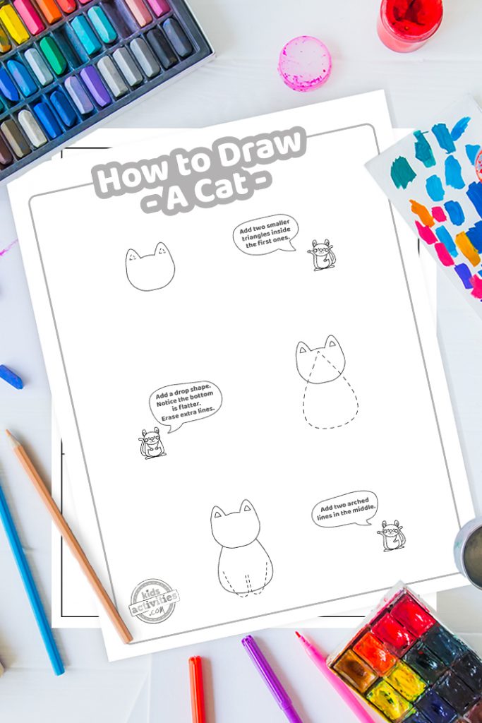 Dibuix de gats fàcil per a nens (guia imprimible)