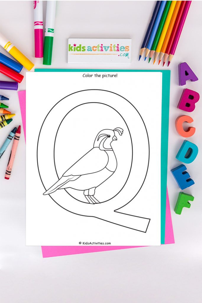 Страница за оцветяване на буквата Q: Безплатна страница за оцветяване на азбуката