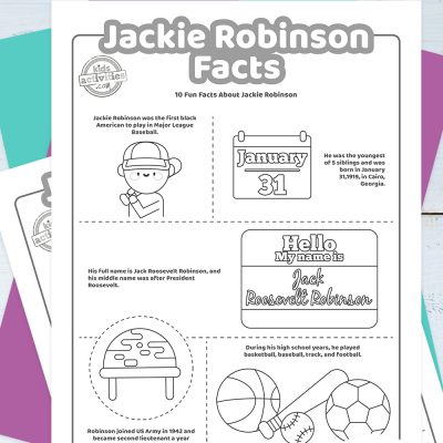 Jackie Robinson-fakta til print for børn