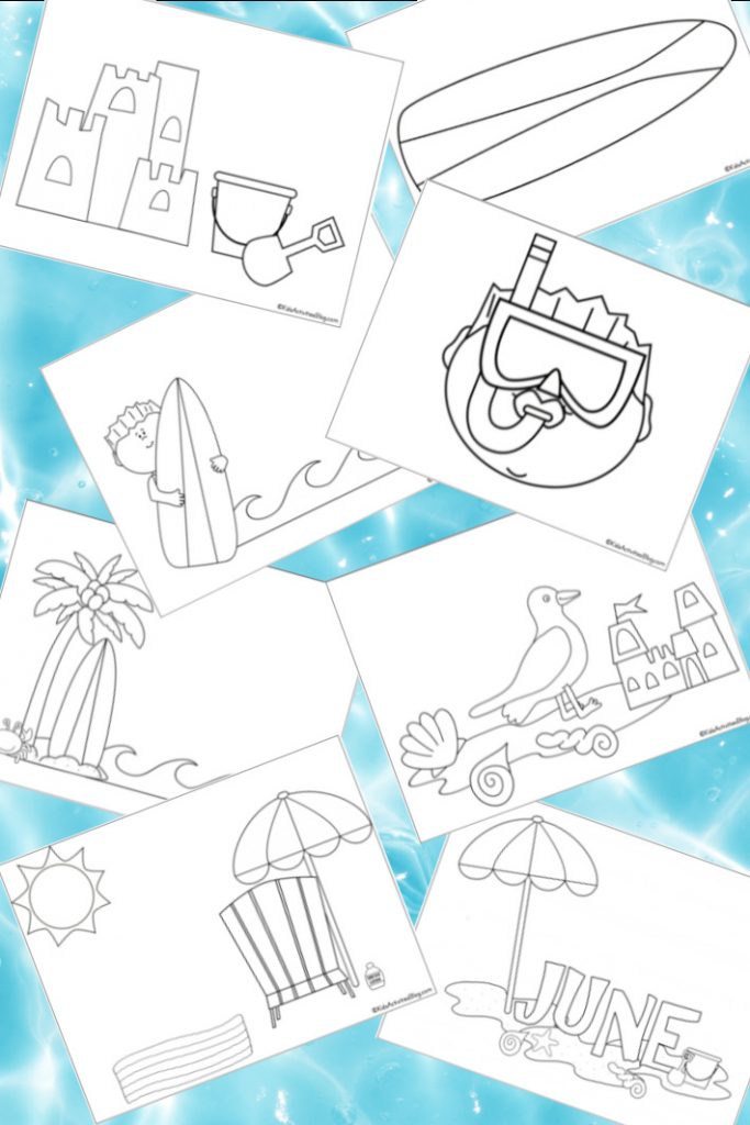 9 pages de coloriage gratuites et amusantes sur la plage pour les enfants