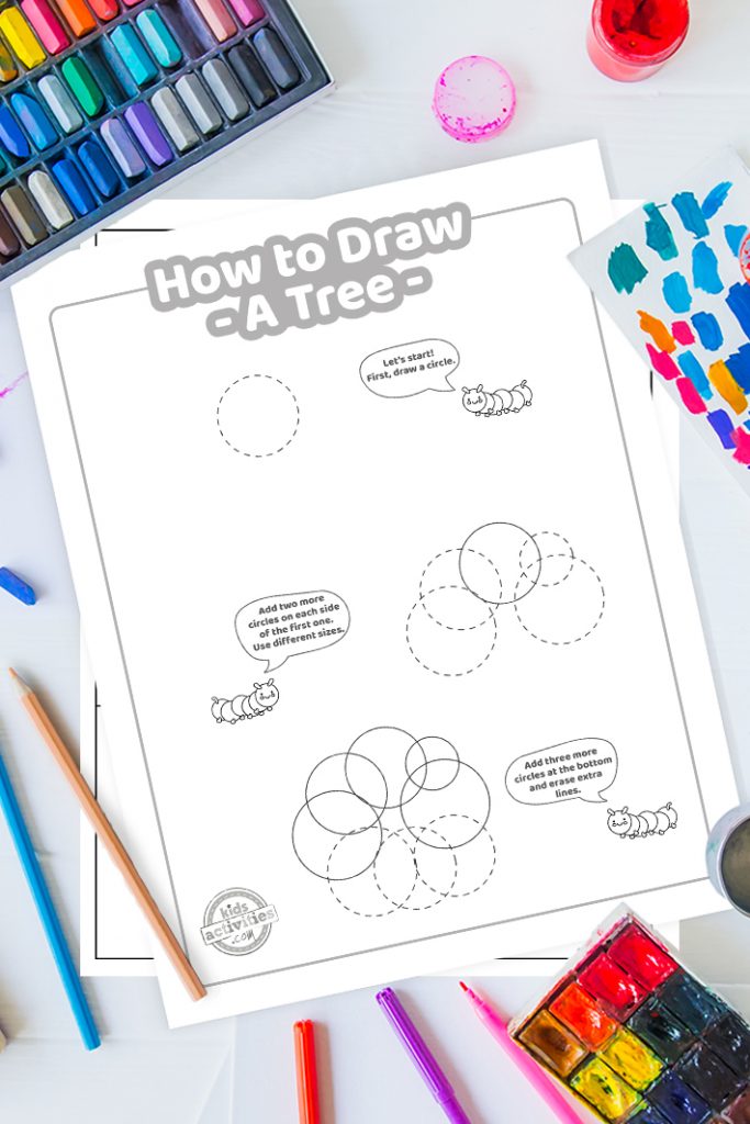 Enkelt hvordan tegne et tre – enkle trinn som barn kan skrive ut