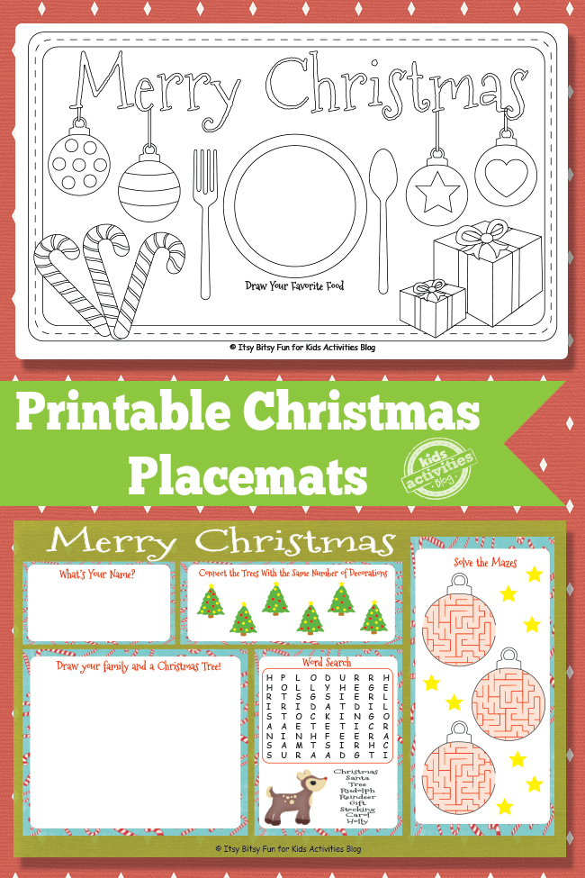 Tovagliette di Natale stampabili per bambini per divertirsi a tavola durante le feste
