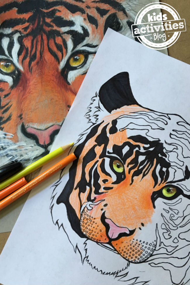 Kolorowanki z tygrysem dla dzieci i dorosłych