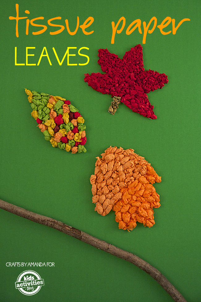 Цветни есенни листа занаят от смачкана хартия за тъкани