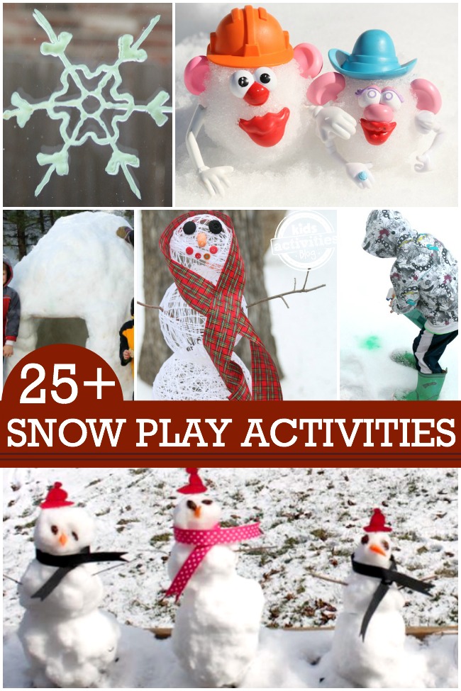25 idėjos, kaip žaisti su sniegu lauke ir viduje
