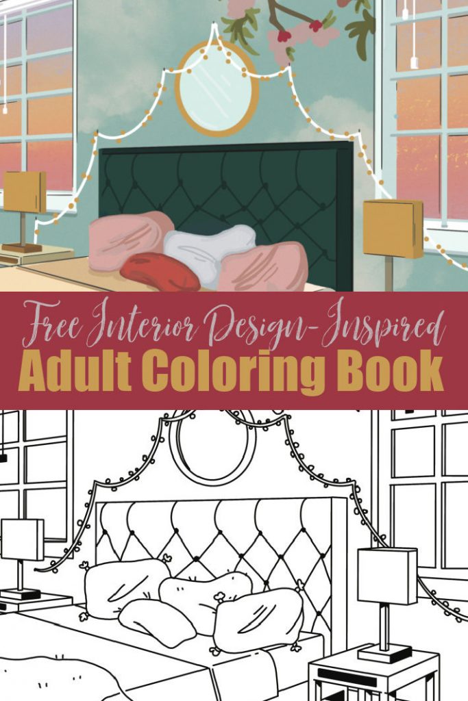 8 páxinas para colorear para adultos inspiradas en deseño de interiores