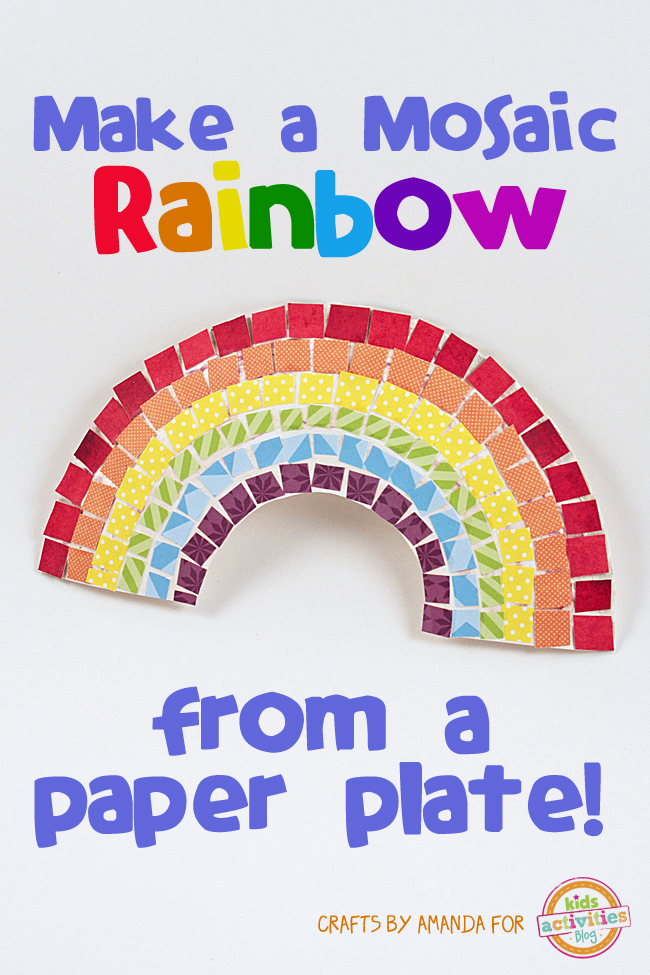 简单的马赛克艺术：用纸盘制作彩虹工艺品