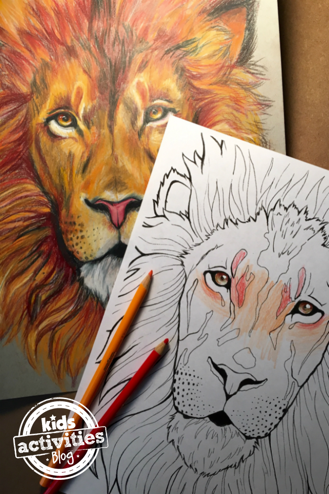 Pàgines de lleó per pintar per a nens
