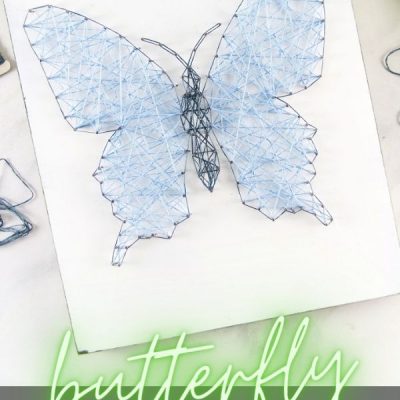 Motýl String Art Projekt pomocí šablon pro zbarvení stránky
