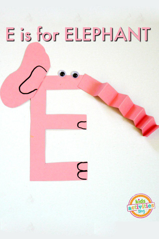 E is for Elephant Craft - Predškolské remeslo E