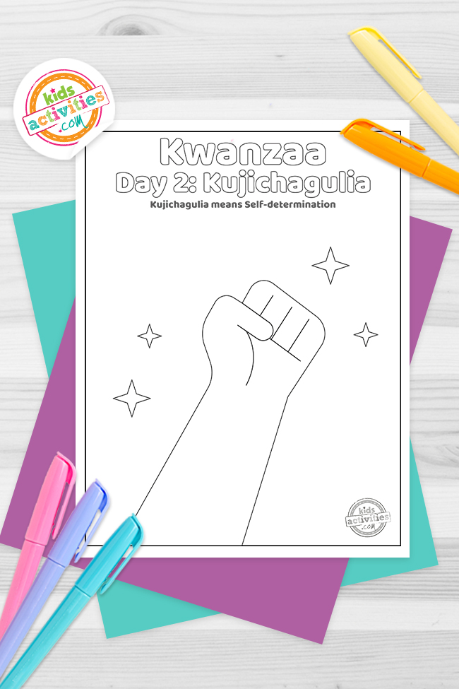 Kwanzaa Day 2: শিশুৰ বাবে Kujichagulia ৰং পেজ
