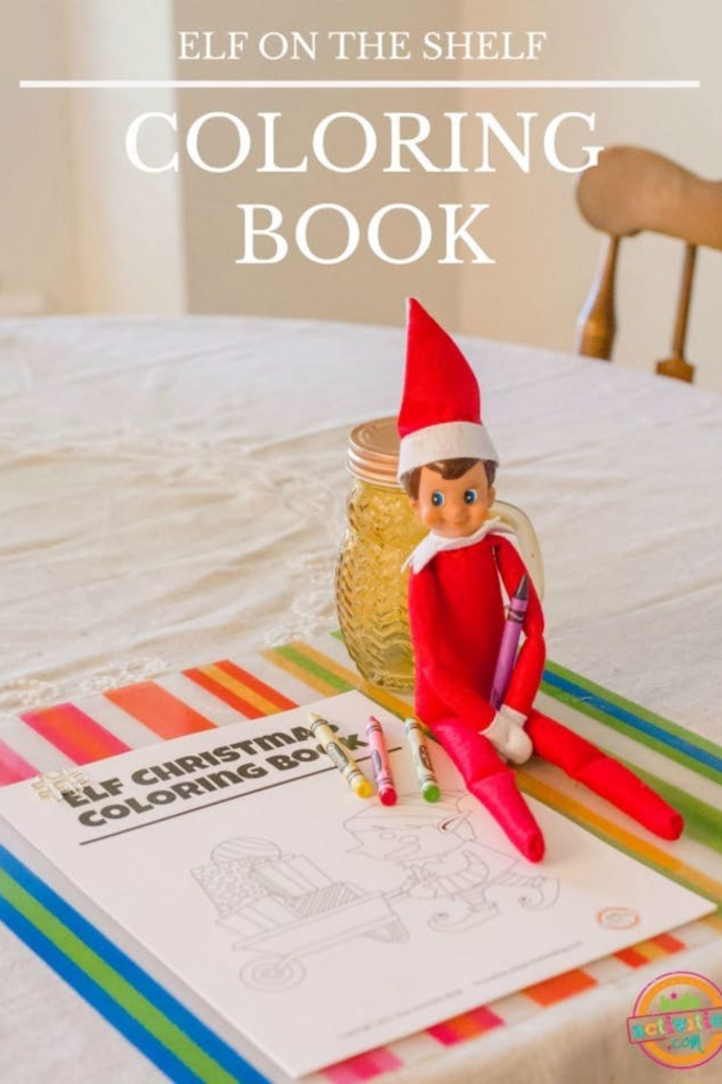 Elfas ant lentynos spalvinimo knygos idėja