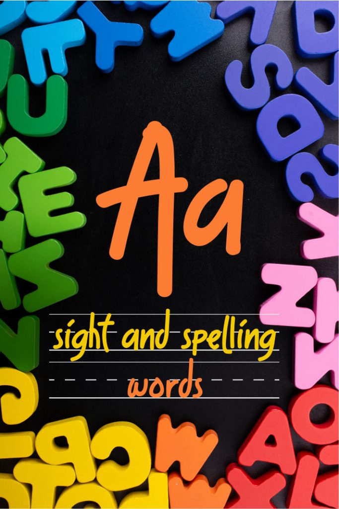 Llista de paraules d'ortografia i vista: la lletra A