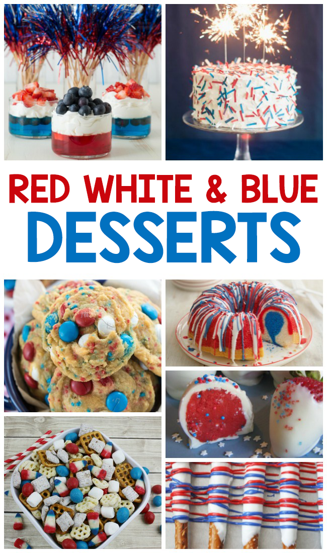 24 de rețete delicioase de deserturi roșii, albe și albastre