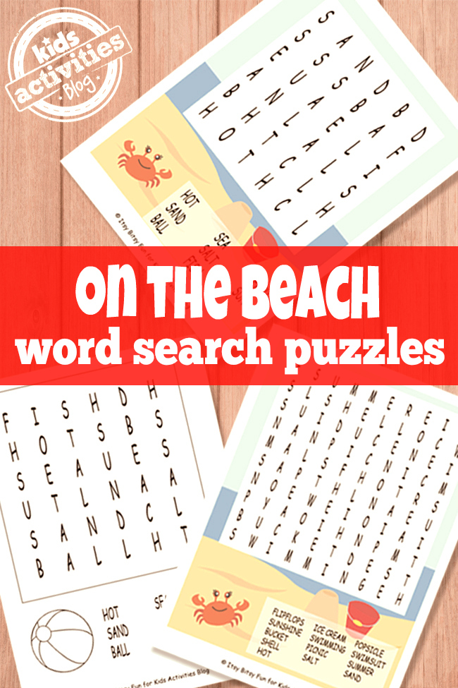 8 веселых и бесплатных печатных головоломок для поиска слов на пляже для детей