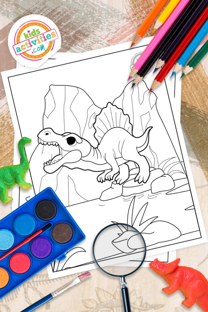 ကလေးများအတွက် Spinosaurus ဒိုင်နိုဆောရောင်စုံစာမျက်နှာများ