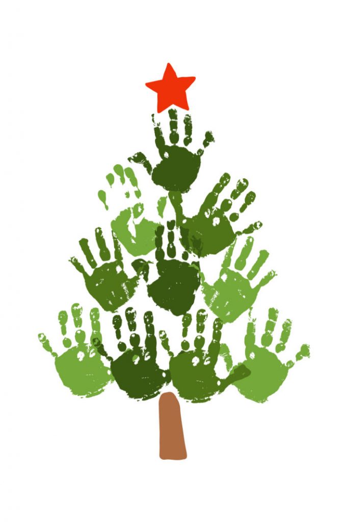 Направите божићно дрво са отиском руке &amp; ампер; Венац са породицом!