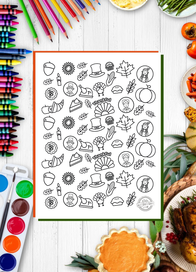 Beste Thanksgiving Doodles-kleurbladsye (gratis drukbaar!)